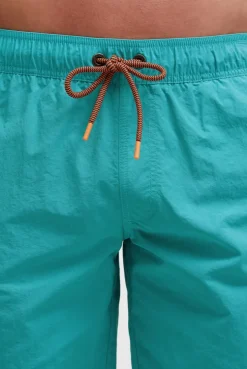 Lange Badeshorts mit Logo-Tapes island green