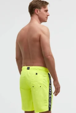 Lange Badeshorts mit Logo-Tapes neon lime