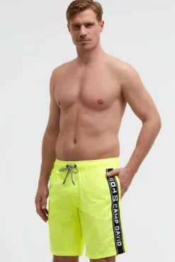 Lange Badeshorts mit Logo-Tapes neon lime