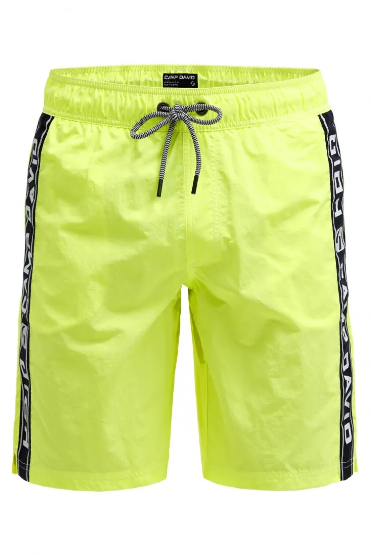 Lange Badeshorts mit Logo-Tapes neon lime