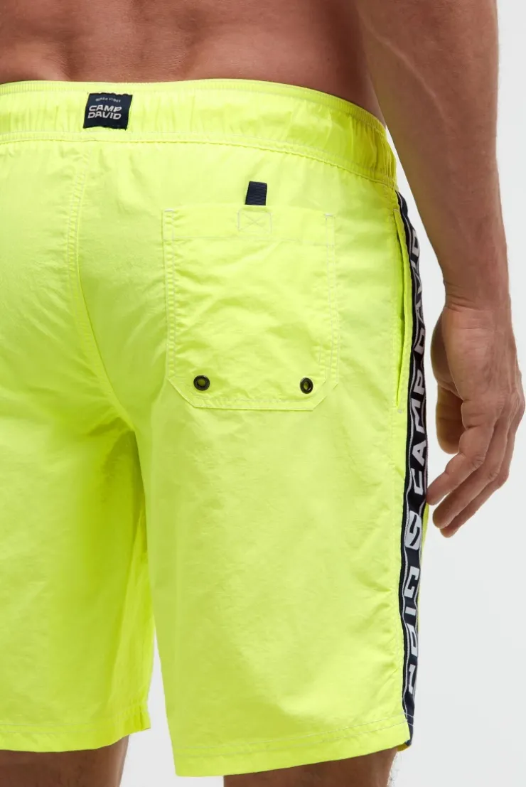 Lange Badeshorts mit Logo-Tapes neon lime