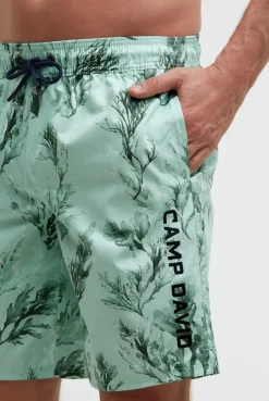 Lange Beachshorts mit All Over Print light mint