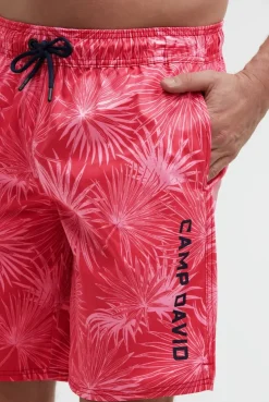 Lange Beachshorts mit All Over Print flight red