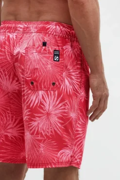Lange Beachshorts mit All Over Print flight red