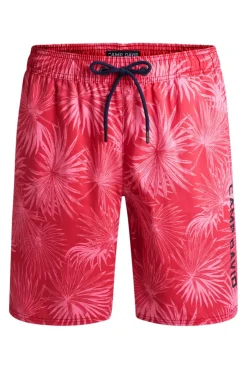 Lange Beachshorts mit All Over Print flight red
