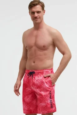 Lange Beachshorts mit All Over Print flight red