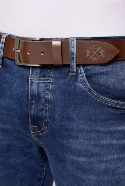 Ledergürtel mit matter Dornschließe brown