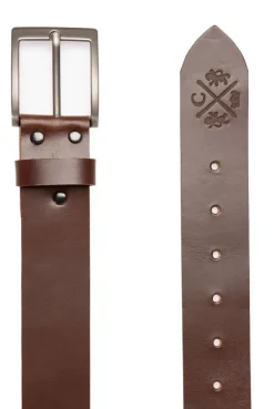 Ledergürtel mit matter Dornschließe brown