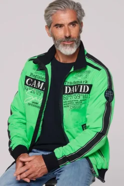 Leichter Blouson mit Tapes und Artworks electric green