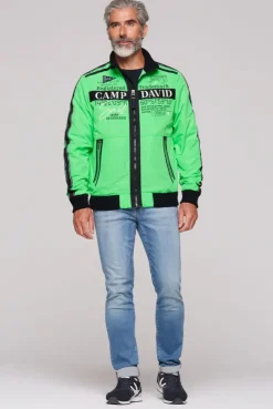 Leichter Blouson mit Tapes und Artworks electric green