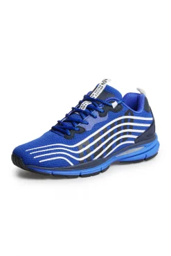 Leichter Sneaker im Knit-Design mit Rubber Artwork strong blue