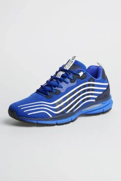 Leichter Sneaker im Knit-Design mit Rubber Artwork strong blue