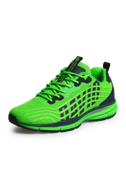 Leichter Sneaker im Knit-Design mit Rubber Artwork tech green