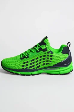 Leichter Sneaker im Knit-Design mit Rubber Artwork tech green