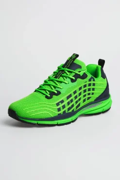 Leichter Sneaker im Knit-Design mit Rubber Artwork tech green