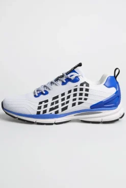 Leichter Sneaker im Knit-Design mit Rubber Artwork white
