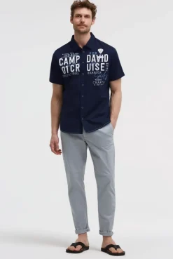 Leichtes Kurzarmhemd mit Logo Artwork blue navy