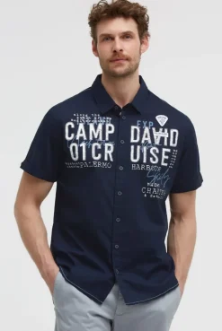 Leichtes Kurzarmhemd mit Logo Artwork blue navy