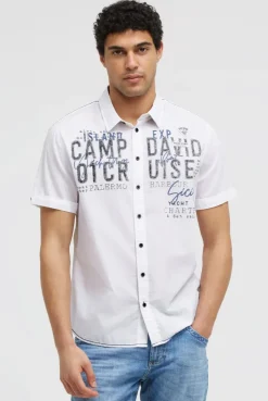 Leichtes Kurzarmhemd mit Logo Artwork opticwhite