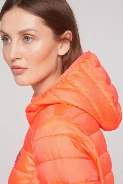 Leichte Steppjacke mit Kapuze neon orange