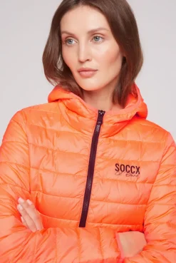 Leichte Steppjacke mit Kapuze neon orange