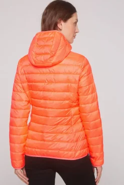 Leichte Steppjacke mit Kapuze neon orange