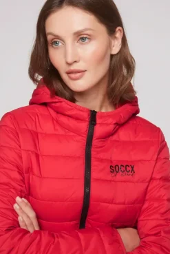 Leichte Steppjacke mit Kapuze royal red