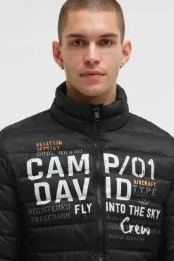Leichte Steppjacke mit Logo Print black