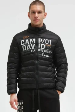 Leichte Steppjacke mit Logo Print black