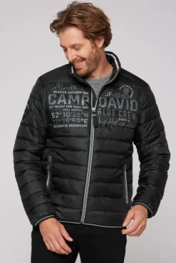 Leichte Steppjacke mit Logo Prints und Tapes black