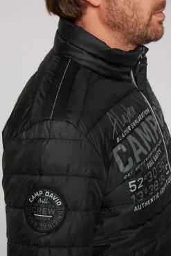 Leichte Steppjacke mit Logo Prints und Tapes black