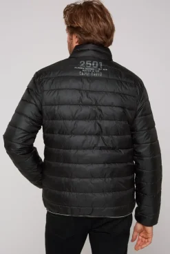 Leichte Steppjacke mit Logo Prints und Tapes black