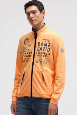 Leichte Sweatjacke mit Label Prints sunrise neon