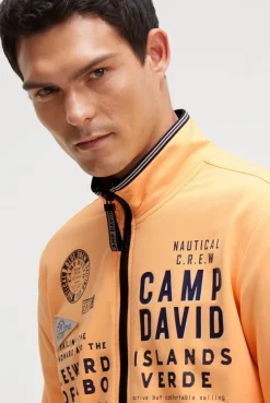 Leichte Sweatjacke mit Label Prints sunrise neon