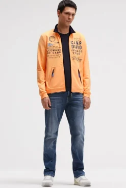 Leichte Sweatjacke mit Label Prints sunrise neon