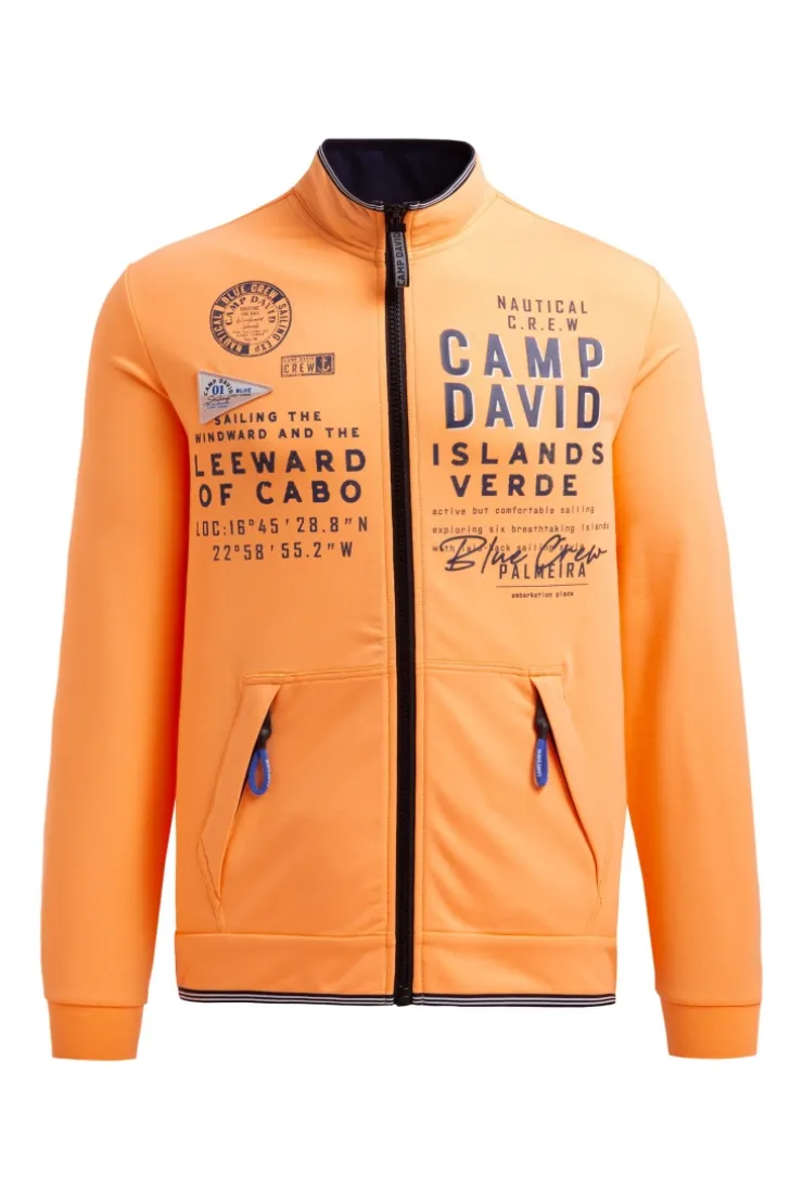 Leichte Sweatjacke mit Label Prints sunrise neon