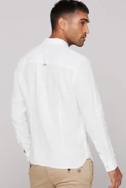 Leinenhemd Langarm Muscle Fit opticwhite