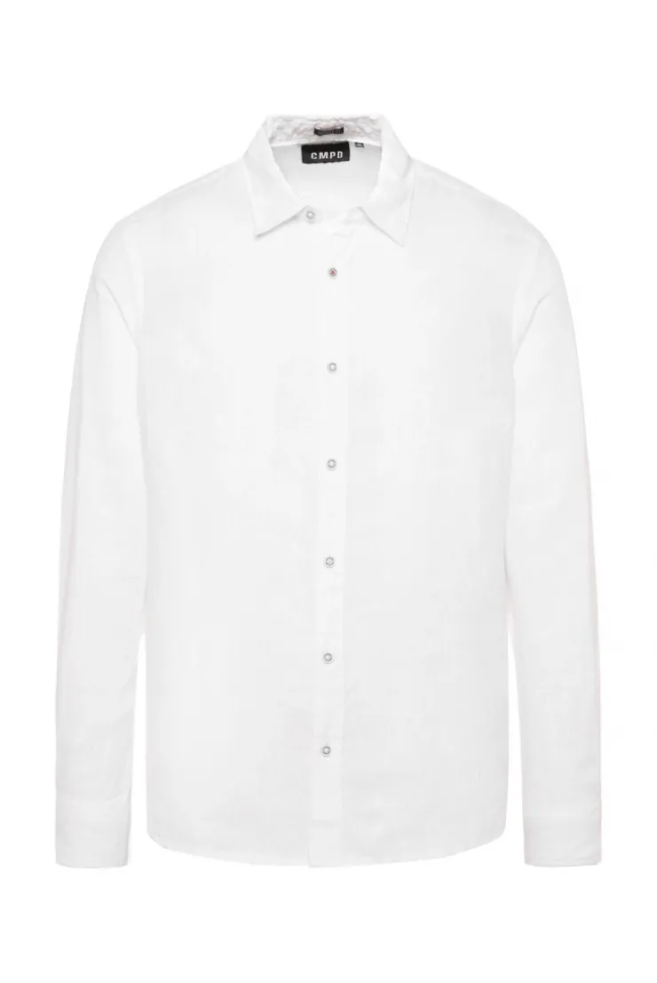 Leinenhemd Langarm Muscle Fit opticwhite