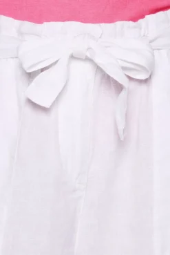 Leinenhose mit weitem Bein und Bindegürtel opticwhite
