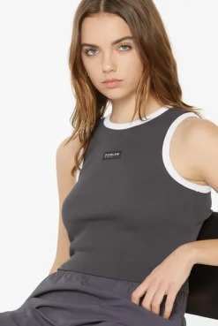 LI-SA Cropped Rib Top asphalt