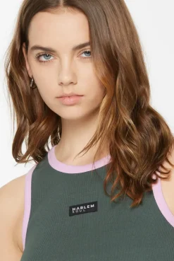 LI-SA Cropped Rib Top dark green