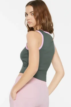 LI-SA Cropped Rib Top dark green