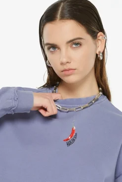 LO-LA Cropped Sweatshirt printed violet