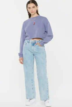 LO-LA Cropped Sweatshirt printed violet