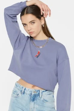 LO-LA Cropped Sweatshirt printed violet