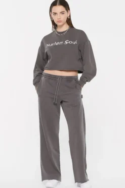 LO-LA Cropped Sweatshirt printed asphalt