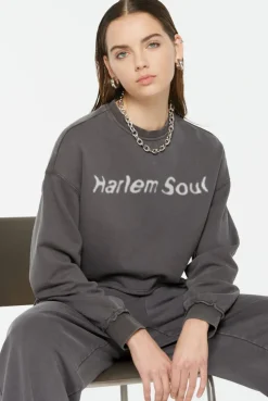 LO-LA Cropped Sweatshirt printed asphalt