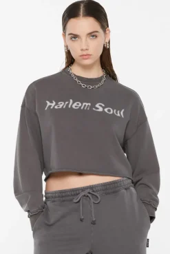 LO-LA Cropped Sweatshirt printed asphalt