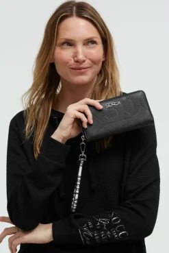 Longbörse mit All-Over-Logo-Prägung black