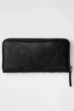 Longbörse mit All-Over-Logo-Prägung black